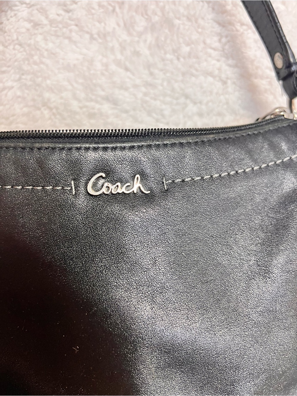 Coach Black Leather Shoulder Bag with Silver Charm - Picture 3 of 9